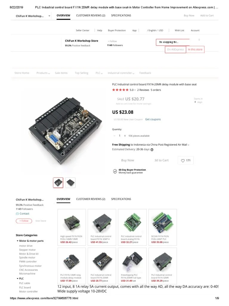 PLC Industrial Control Board FX1N 20MR | PDF | Programmable Logic