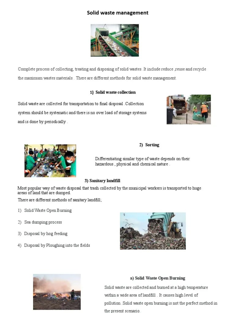 Different Solid Waste Management Methods PDF Waste Management