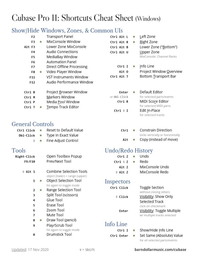 Cubase Shortcuts Win PDF Computer Keyboard Cursor (User Interface)