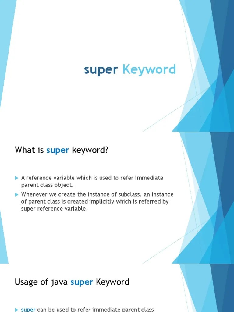 Super Keyword Java Notes PDF