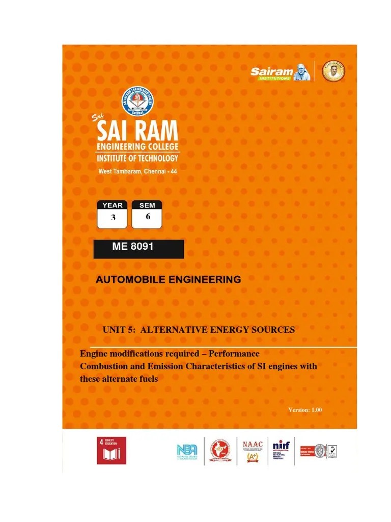 5.3 Engine Modifications Required Performance, Combustion and