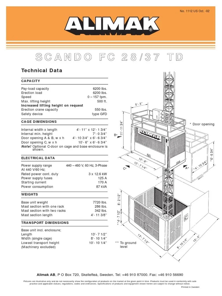 Alimak 2837TDPersonnel and Material Hoist PDF