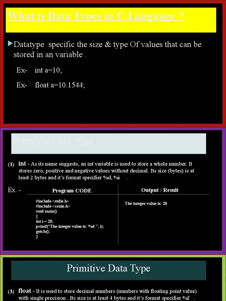 What Is Data Types in C Language ? Datatype Specific The Size & Type