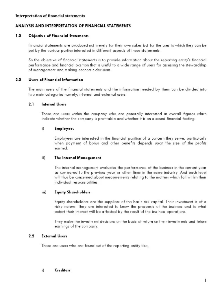Analysis and Interpretation of Financial Statements PDF Dividend