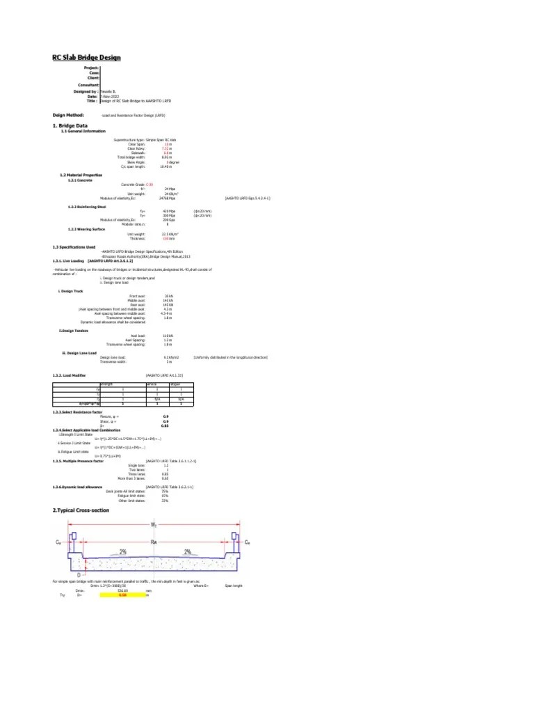 Slab Bridge Design To AASHTO LRFD PDF Bridge Young's Modulus