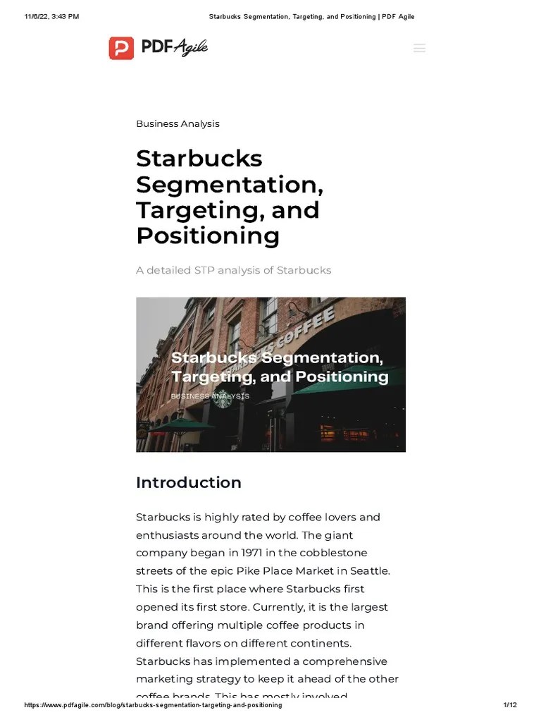Starbucks Segmentation, Targeting, and Positioning PDF Agile PDF