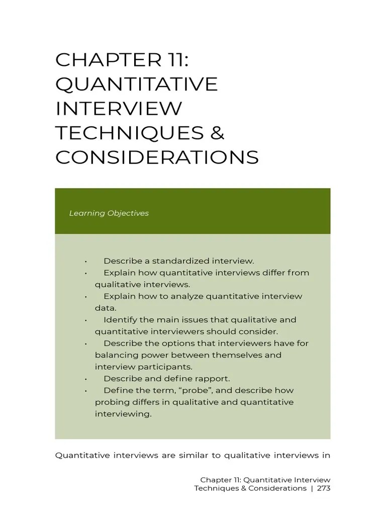 (O) CH11 Quantitative Interview Techniques & Considerations PDF