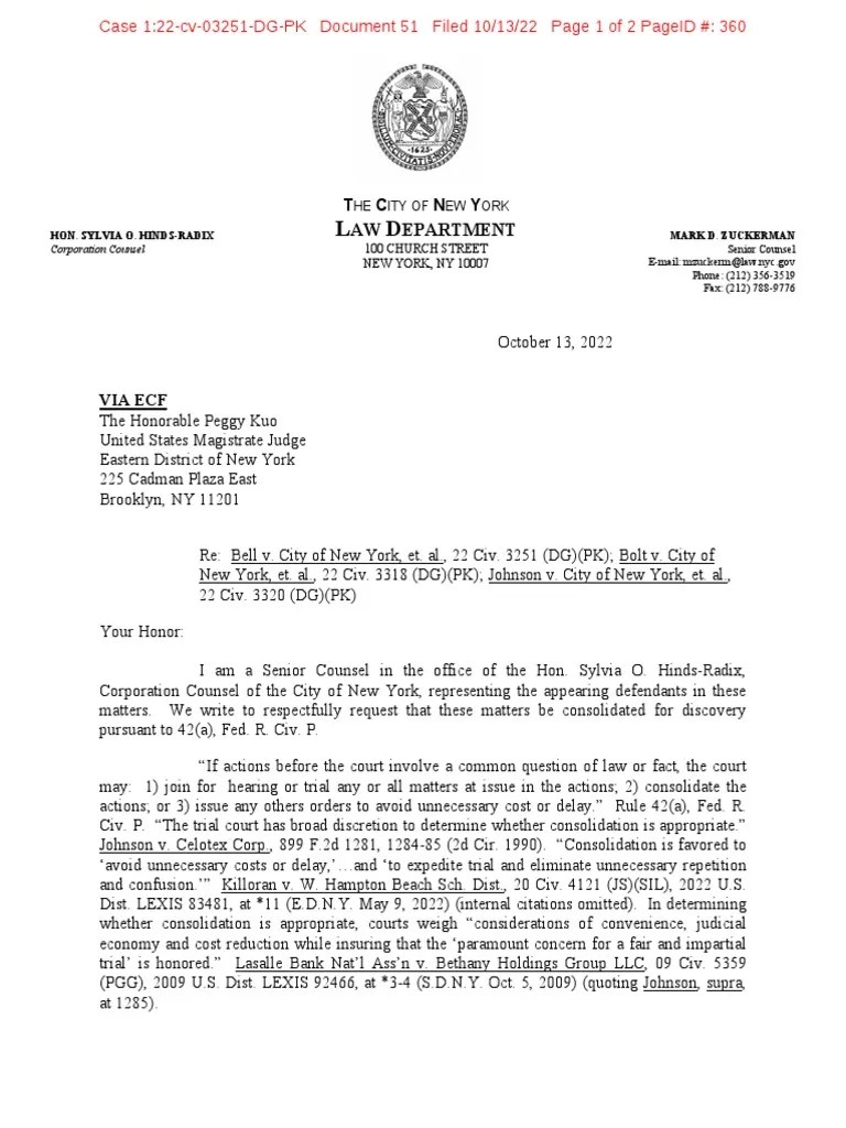 51 Motion To Consolidate 3 Cases For Purposes of Discovery PDF