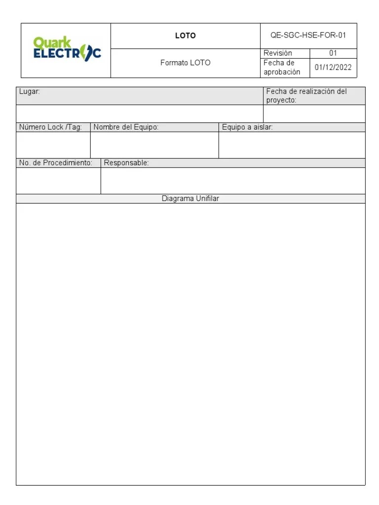Lockout Tagout Form PDF