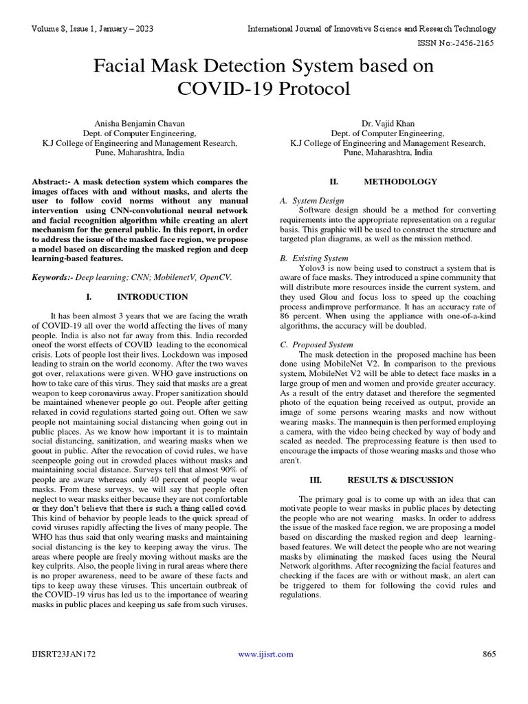 Facial Mask Detection System Based On COVID19 Protocol PDF Image Segmentation Deep Learning