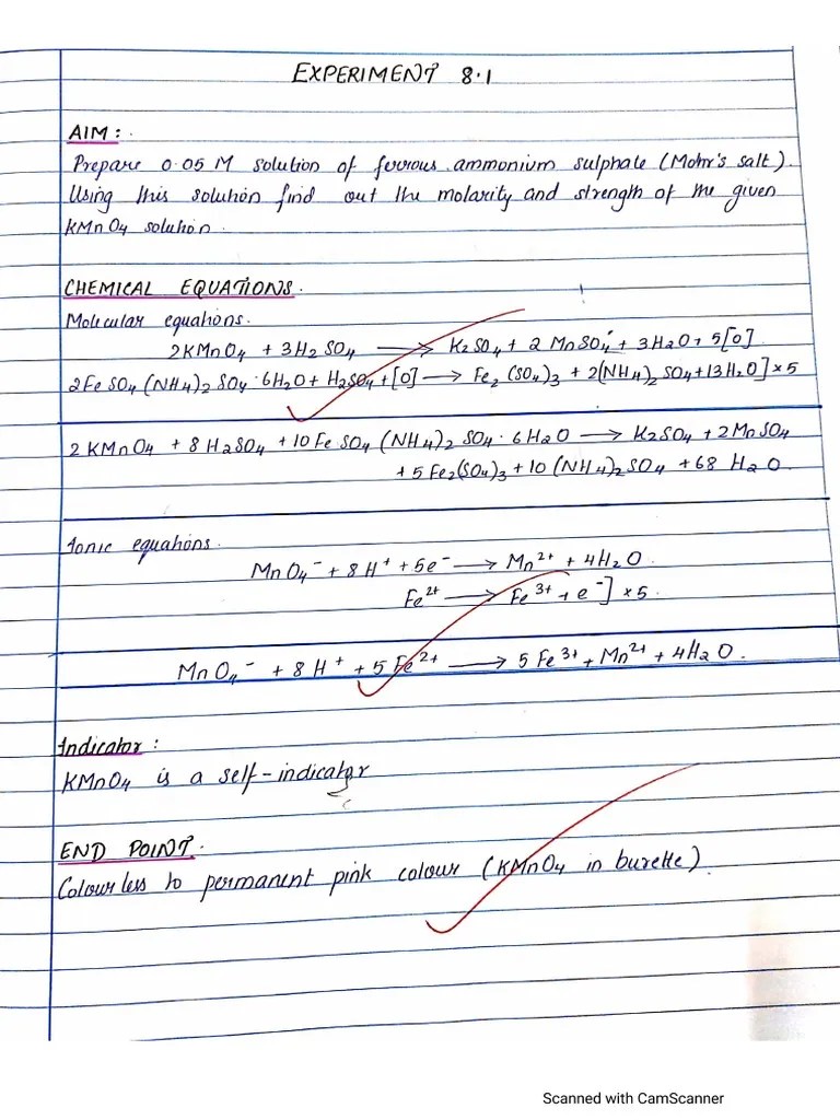 Titration Mohr's Salt Vs KMnO4 PDF