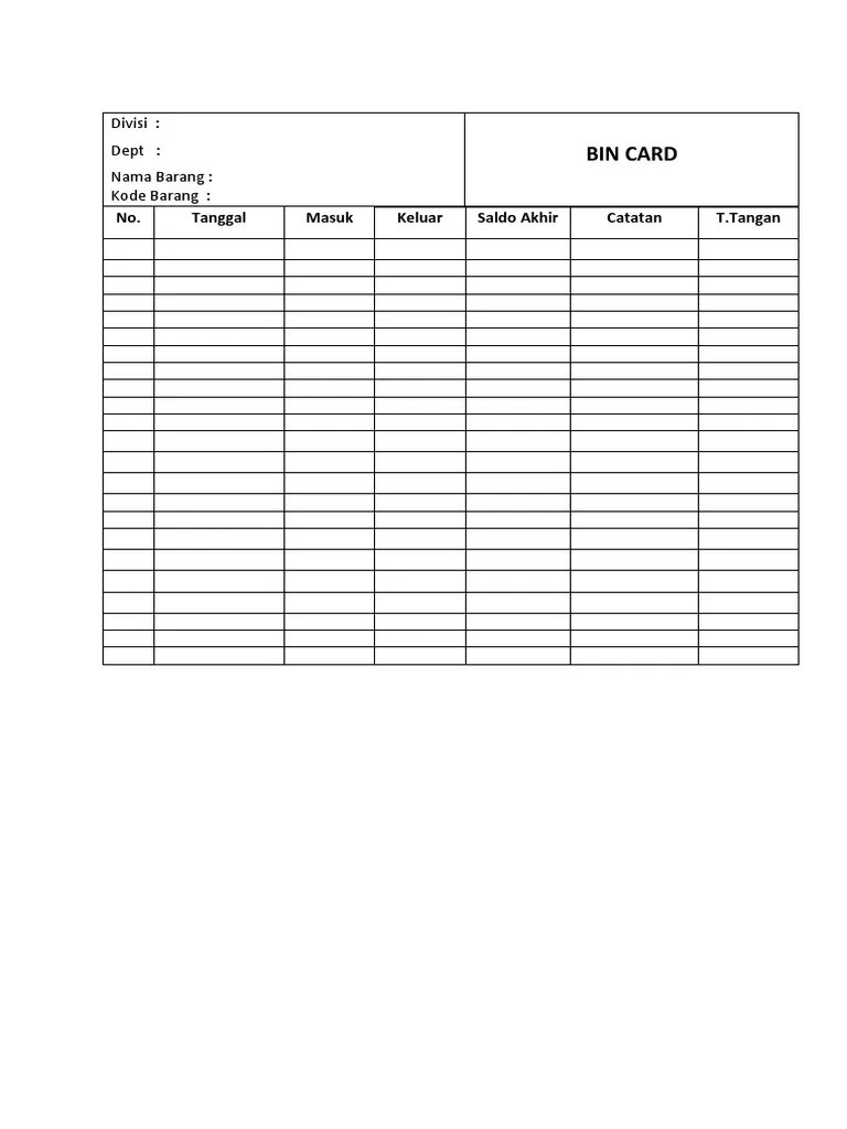 Bin Card PDF