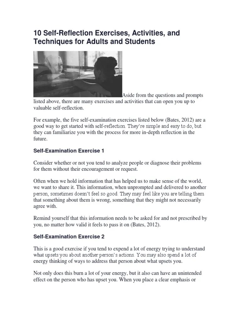 10 SelfReflection Exercises, Activities, and Techniques For Adults and Students PDF