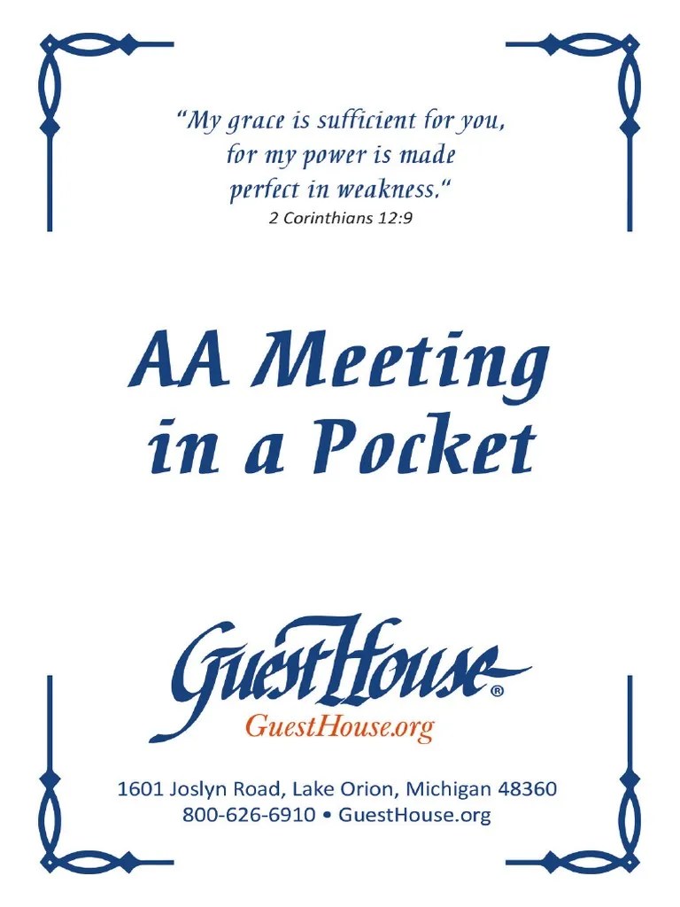 Aa Meeting in A Pocket PDF Alcoholics Anonymous Prayer
