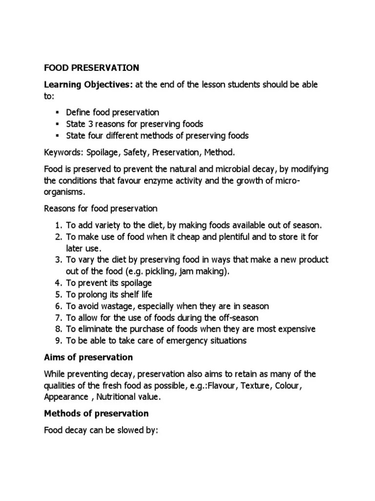 Four Main Methods of Food Preservation Drying, Low Temperature