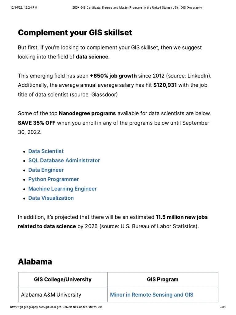 Over 200 GIS Education Options in the United States A Guide to GIS
