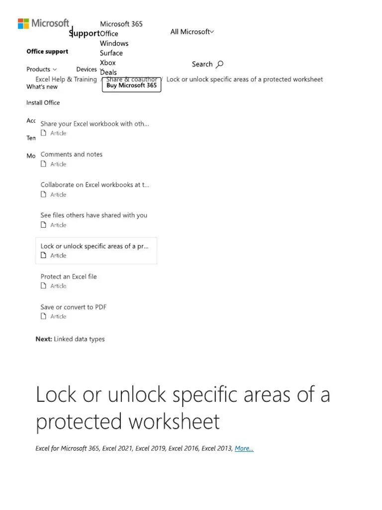 Excel Lock Unlock Specific Cells PDF