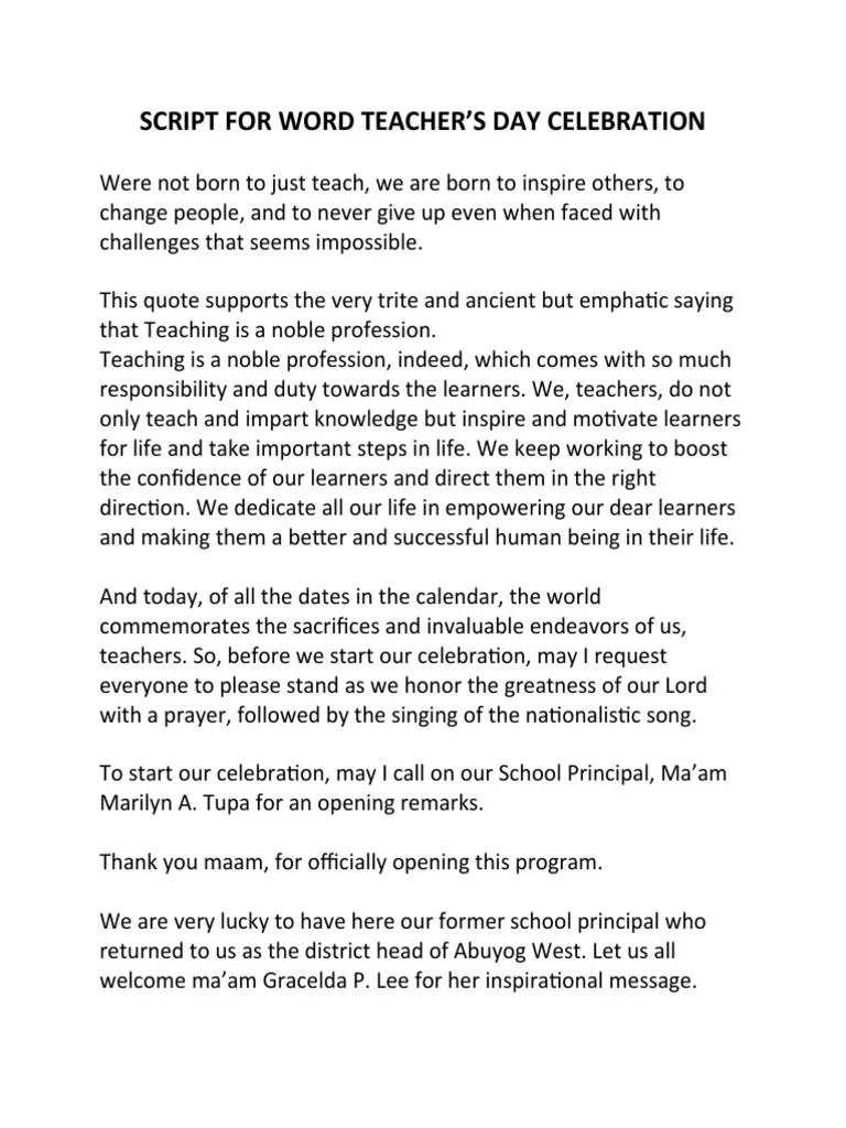 Script For Word Teacher PDF