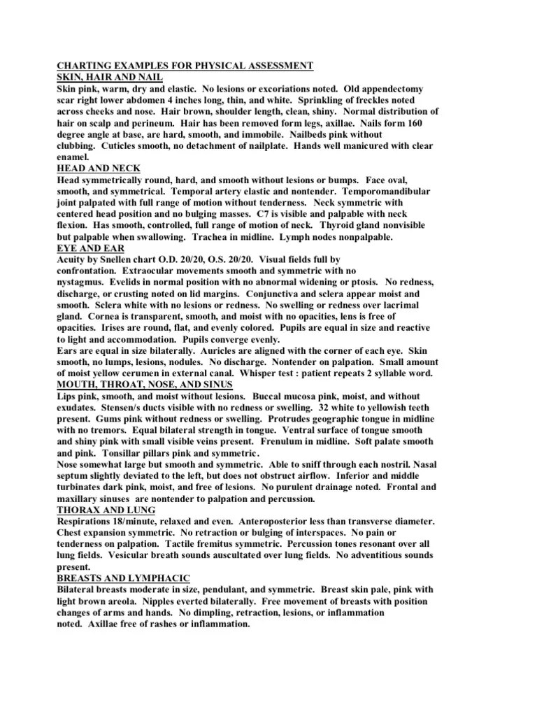 Charting Examples for Physical Assessment Neck Pulse