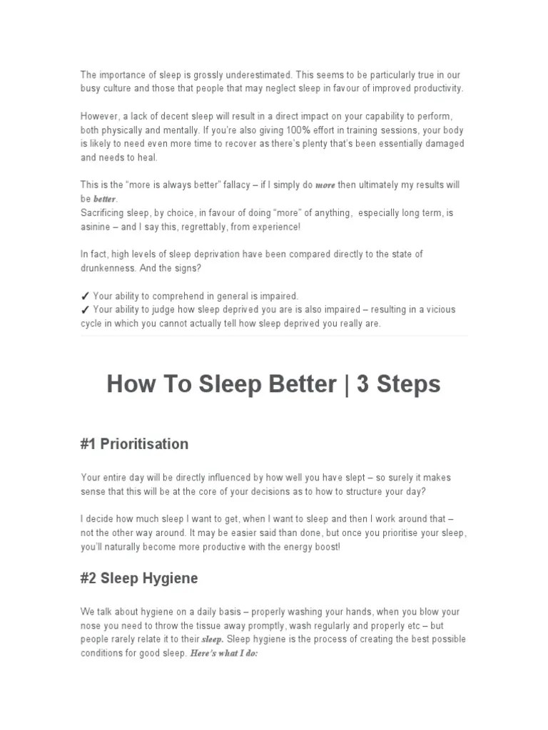How To Sleep Better PDF Sleep Dehydration