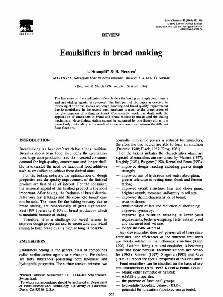 Emulsifier in Bread PDF Breads Emulsion
