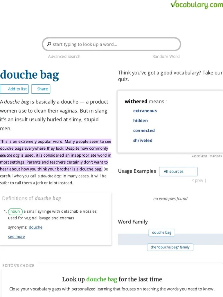 Douche Bag Definition, Meaning & Synonyms PDF Vocabulary