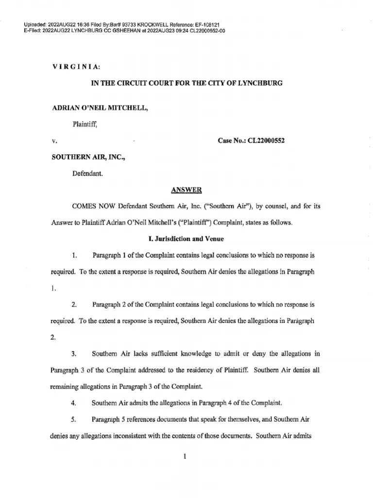 Lawsuit Filed in Lynchburg Circuit Court PDF