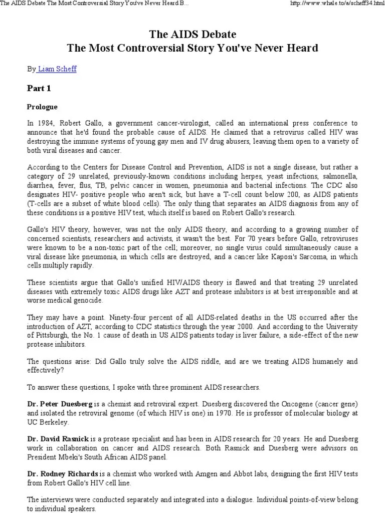 The AIDS Debate The Most Controversial Story You've Ever Heard PDF