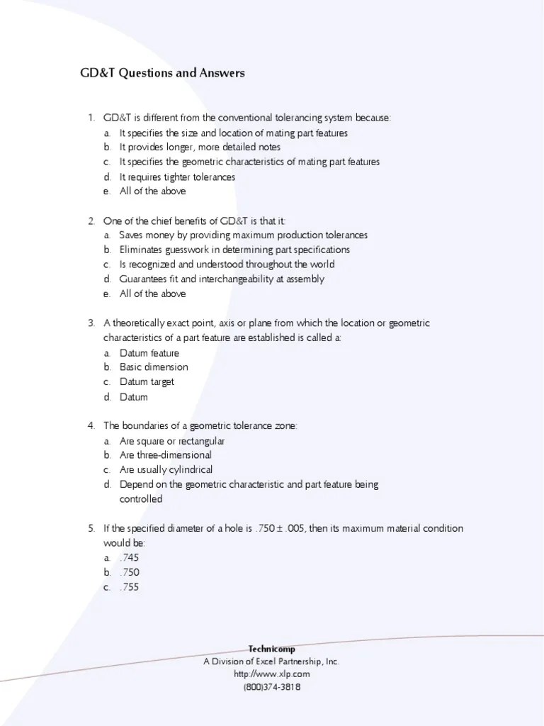 GD&T Quiz | PDF | Engineering Tolerance | Geometry