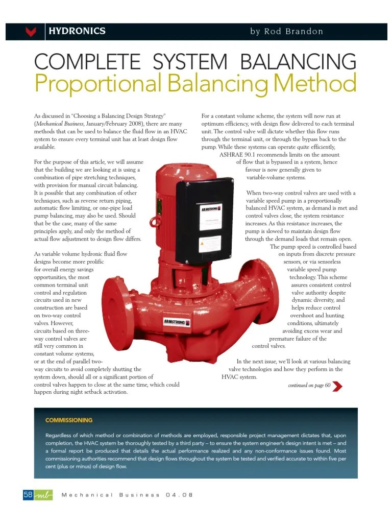 MB Article Hydronic Balancing April PDF Pump Valve