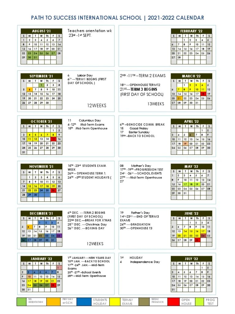 PTS 20212022 School Calendar PDF