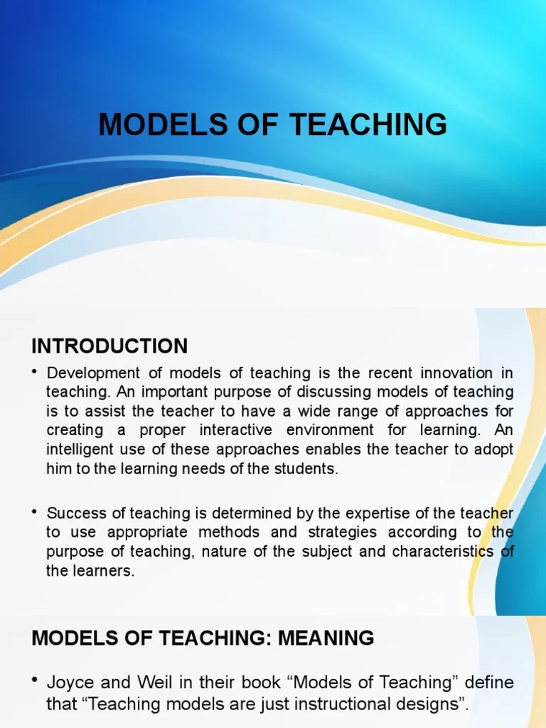 Models of Teaching PDF Curriculum Teachers