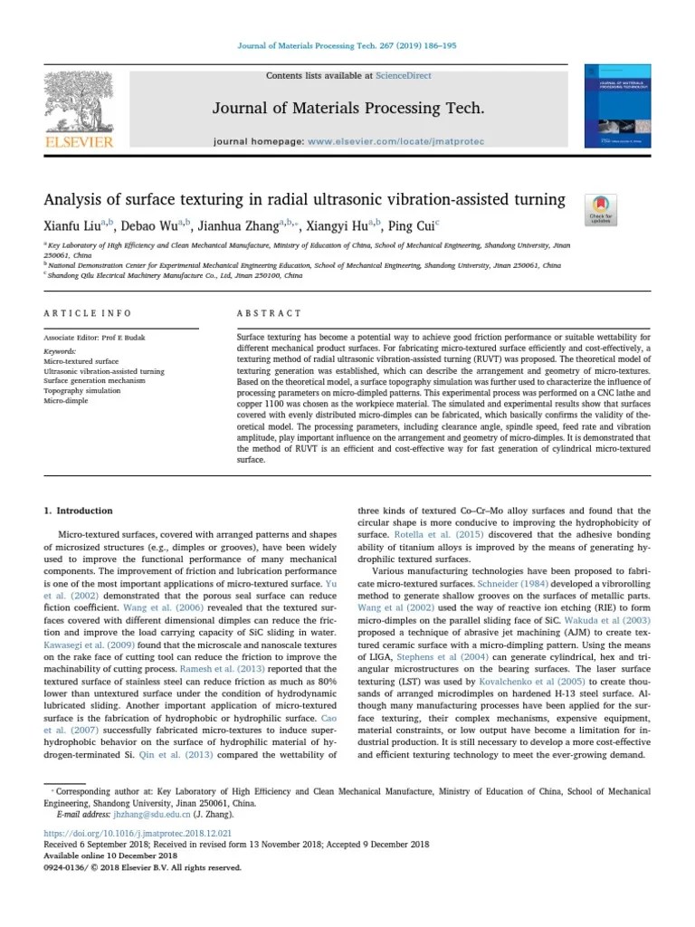 Analysis of Surface Texturing in Radial Ultrasonic VibrationAssisted