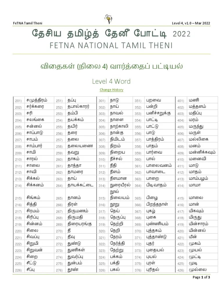 TT2022 Word List Level 4 v2.0 PDF