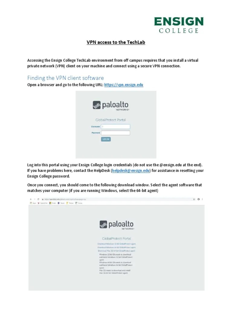 VPN Access for Ensign TechLab Users PDF