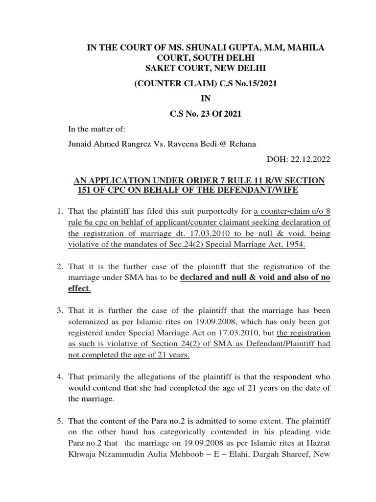 Defending the Validity of a 14Year Marriage Wife Files Counter Claim