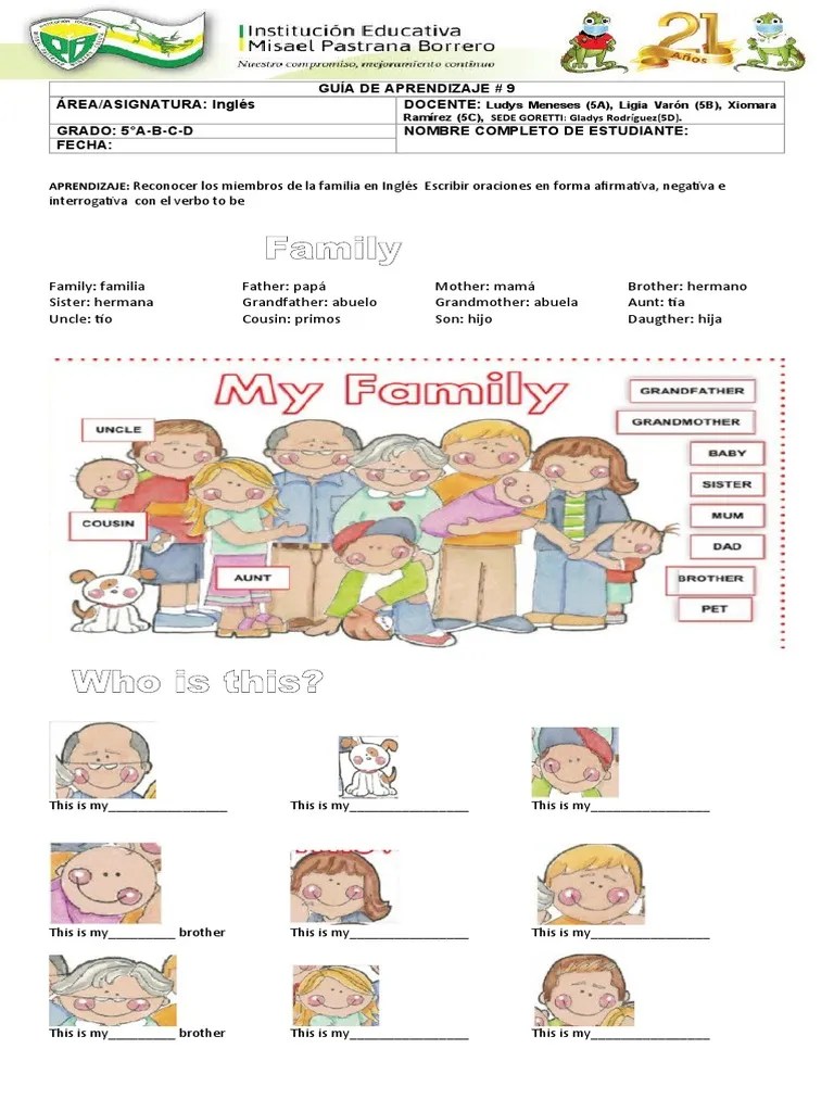 Recognizing Family Members and Practicing Verb Conjugations in English