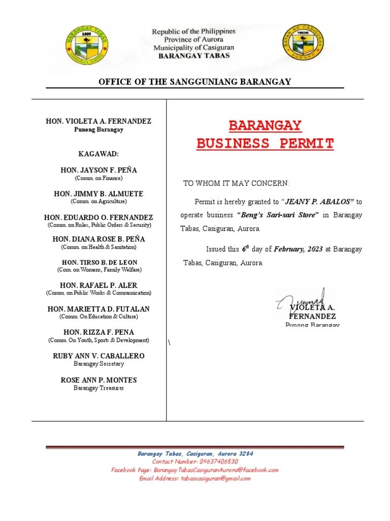 Barangay Permit PDF