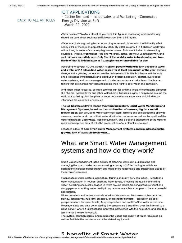 Smart Water Management 5 Innovative Solutions To Water Scarcity