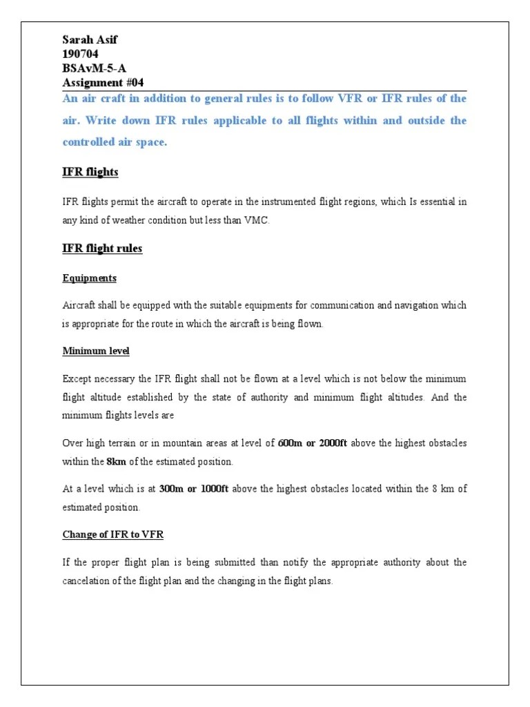 IFR Rules of Flight Requirements for Equipment, Altitude