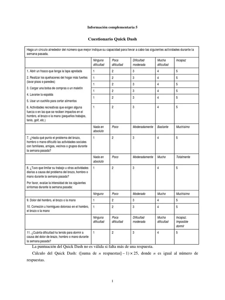 Cuestionario Quick Dash PDF Deportes