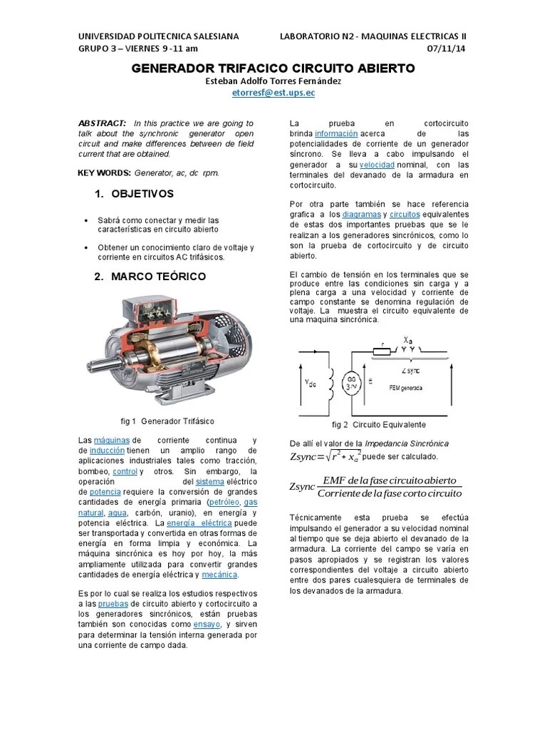 Generador Trifacico Circuito Abierto | PDF | Corriente eléctrica
