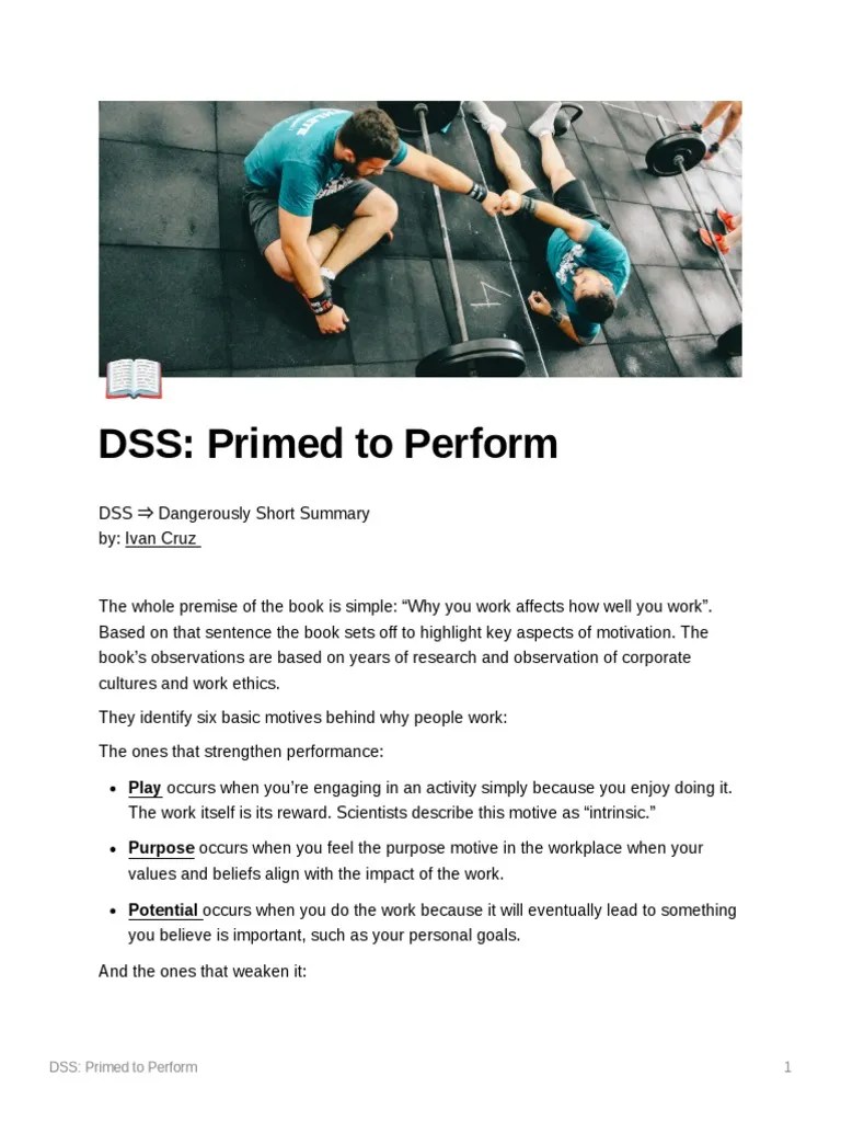 Primed to Perform PDF Motivation Motivational
