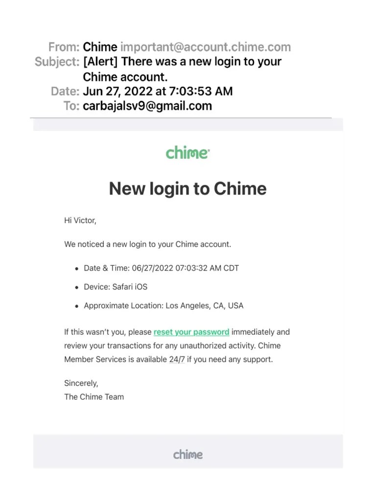 (Alert) There Was A New Login To Your Chime Account PDF