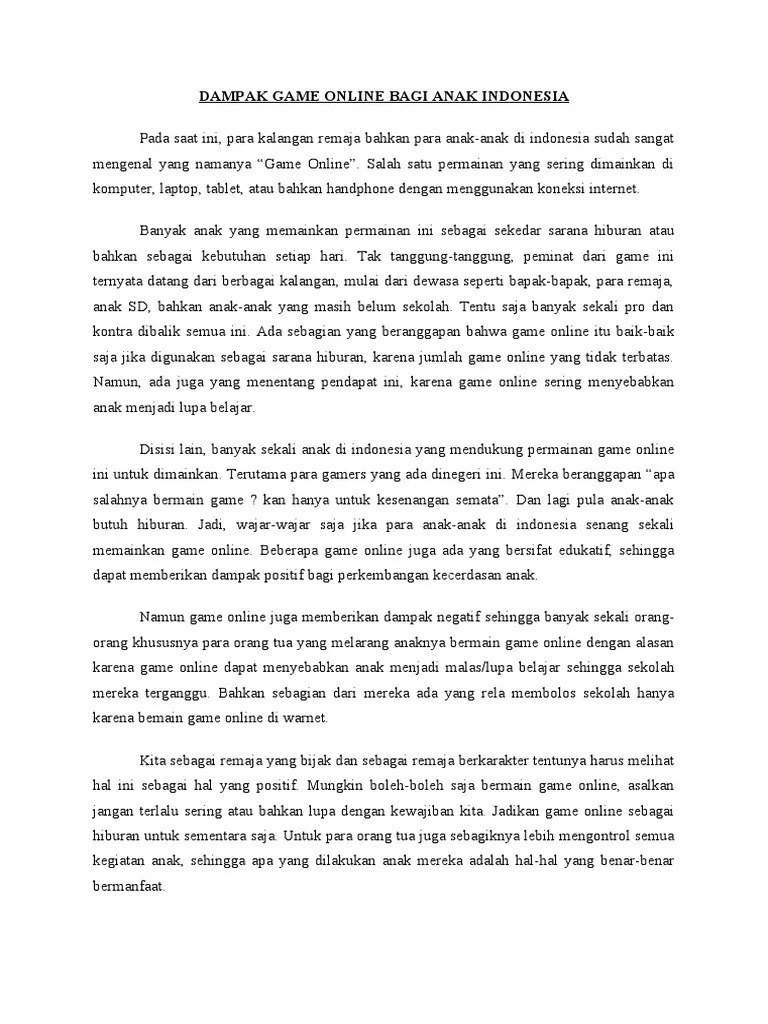 Dampak Game Online Bagi Anak Indonesia PDF