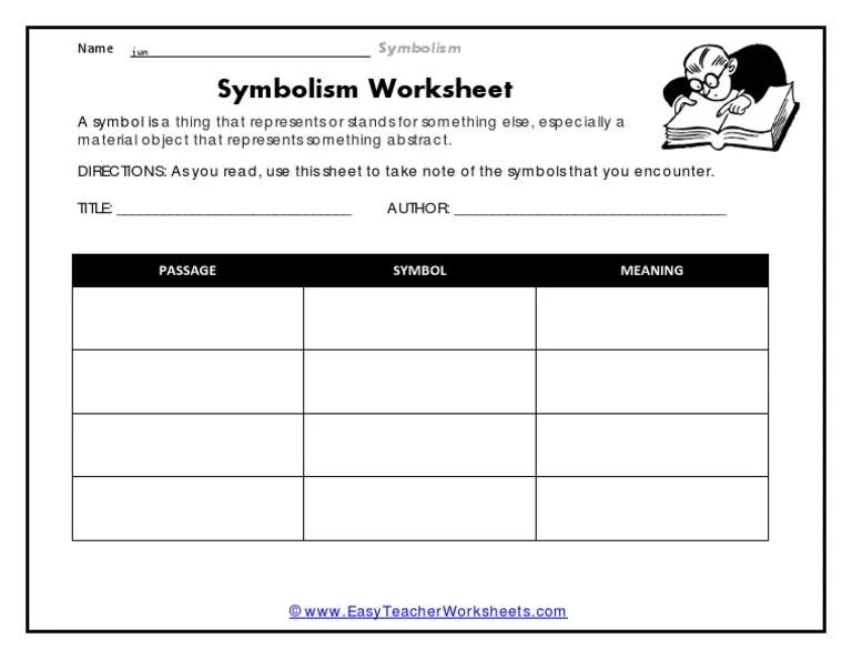 Emty Symbolism Worksheet PDF