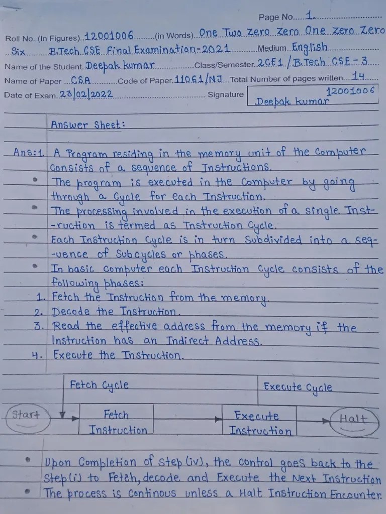 Instruction Cycle in Computer System Architecture CSE PDF Digital