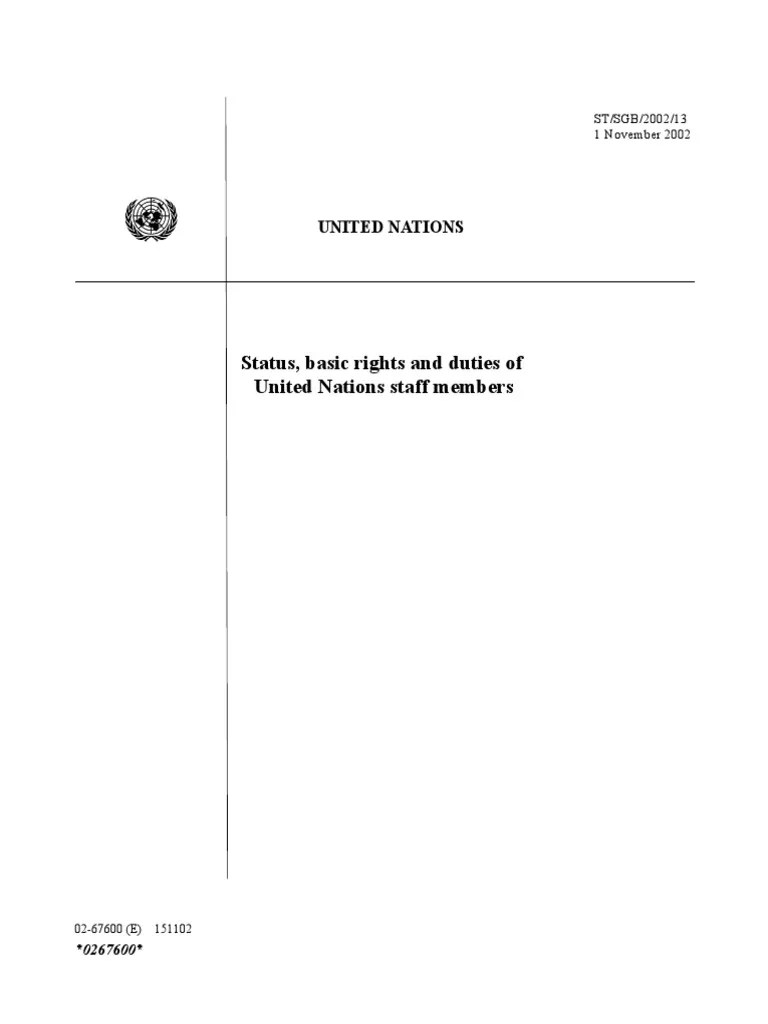 Status, Basic Rights, and Duties of UN Employees PDF International