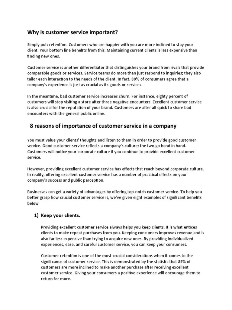 Why Is Customer Service Important PDF Brand Customer