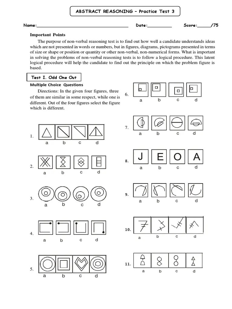 Abstract Reasoning Practice Test 3 PDF Reason Multiple Choice